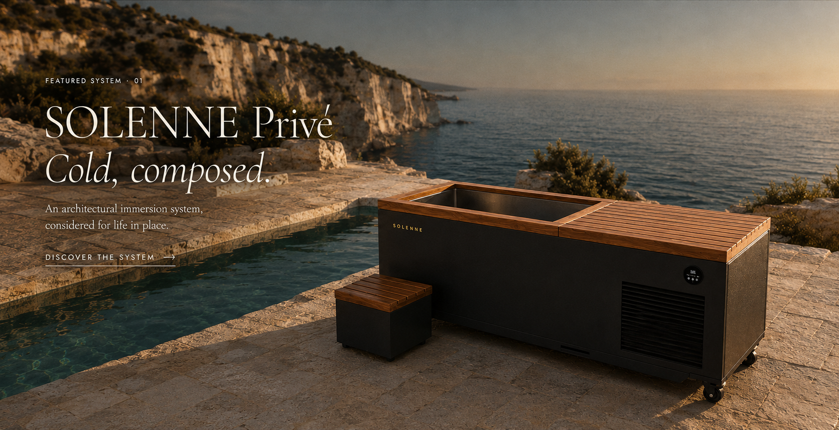 SOLENNE Privé cold immersion system overlooking a Mediterranean coastline